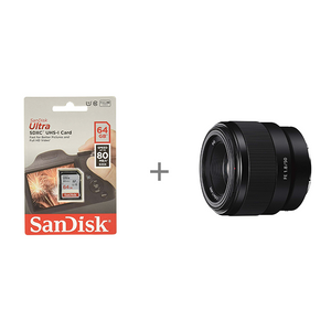 SanDisk Ultra 64GB  & Sony - FE 50mm F1.8 Standard Lens Bundle